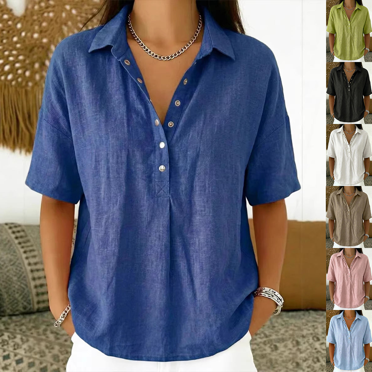 Lightweight Short Sleeve Button-Down Shirt – Casual Summer Top