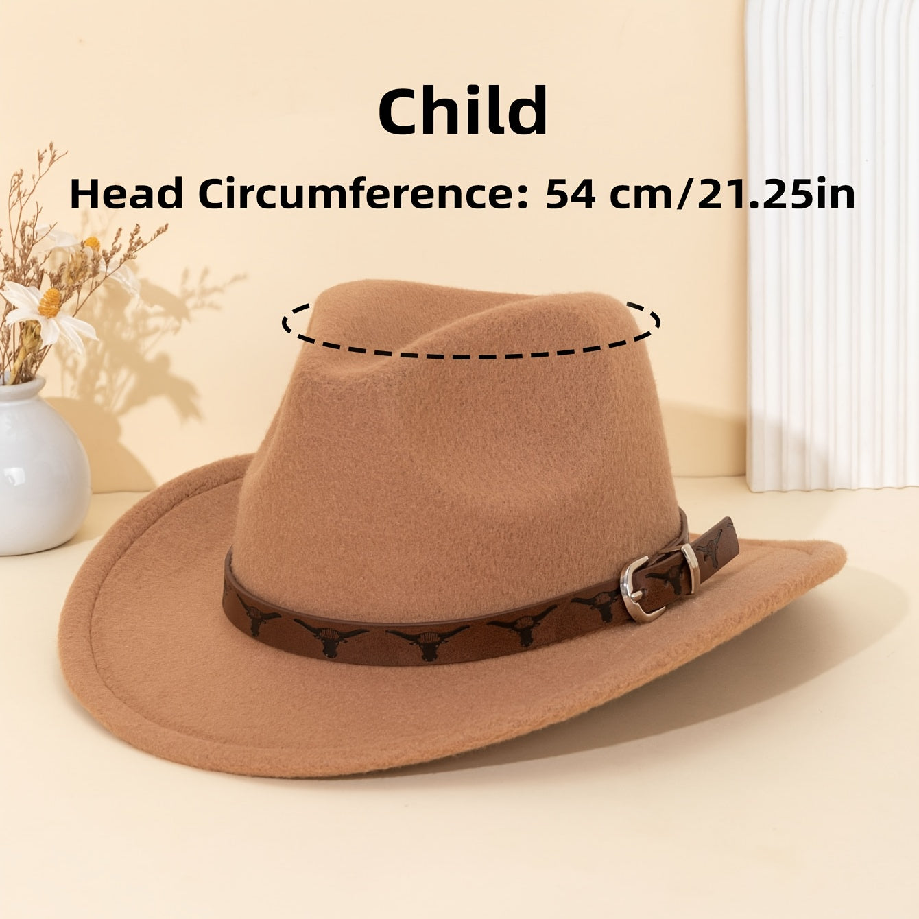 Brown Leather Western Cowboy Hat with Bull Print