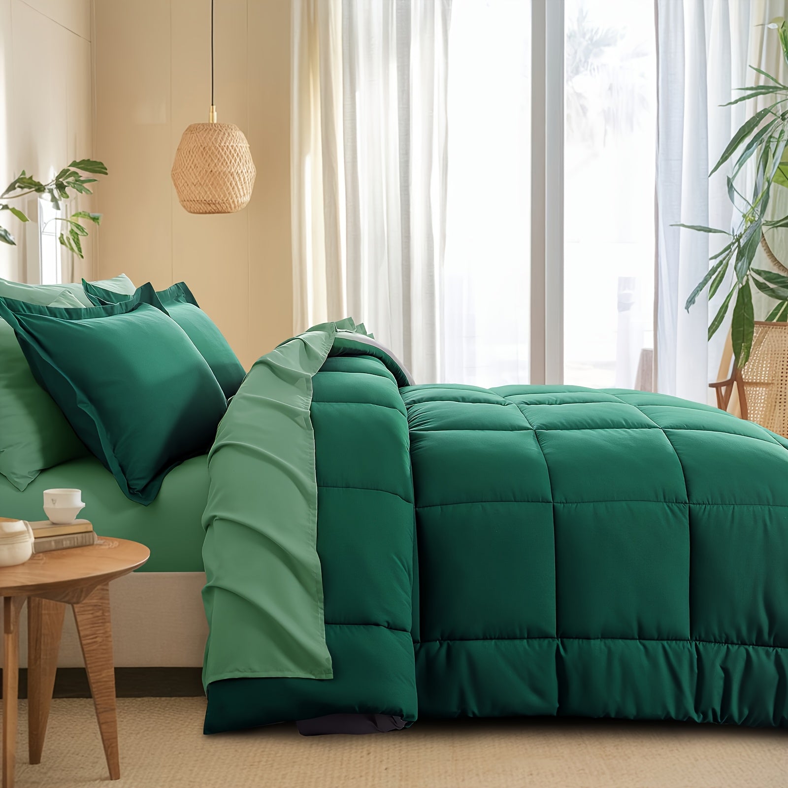 7pcs Ultra-Soft Bed In A Bag, Down Alternative Bedding Sets With All Season Quilted Comforter, Flat Sheet, Fitted Sheet, Pillowcases -Gifts For The Family And Friends