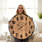 Large Farmhouse Wall Clock-Large Wall Clock 30 Inches - Old Town Rustic Antique Wood With Metal Circle And Large Numerals Silent Battery Operated Wall Clock For Office Kitchen Bedroom Living Room, Mother'S Day Gifts, For Mother'S Day
