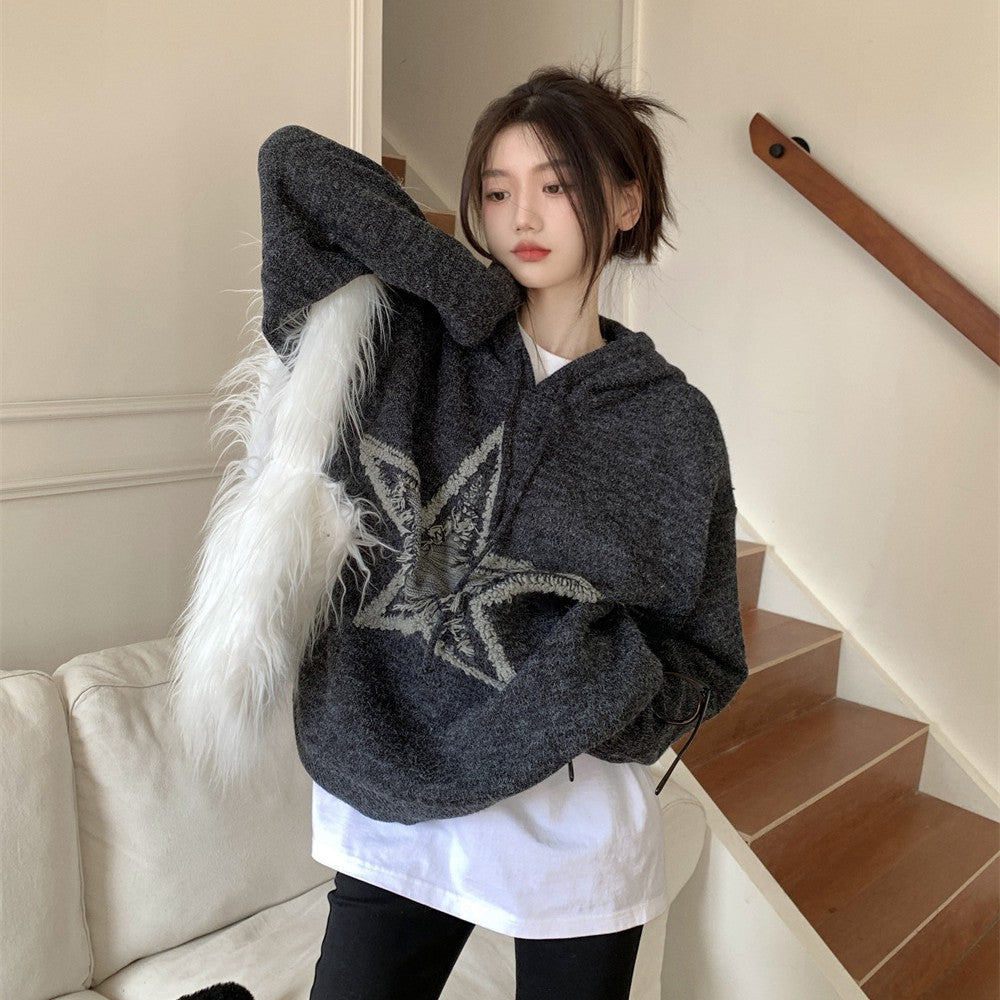 Autumn And Winter American Vintage Old Five-pointed Star Sweater