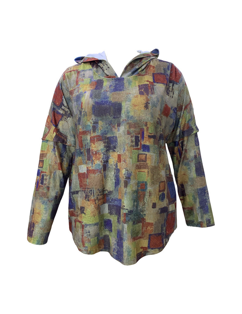 Women's Printed Fleece Hooded Sweatshirt