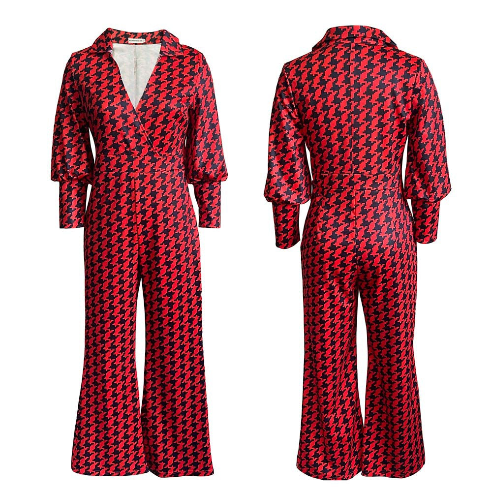 Chic V-Neck High Waist Straight Leg Jumpsuit