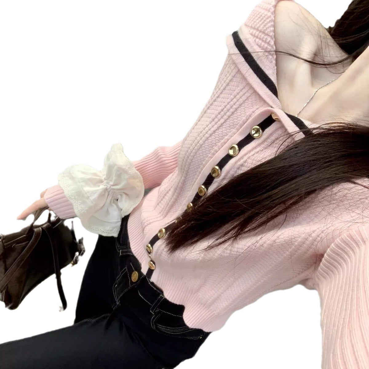 Off-shoulder Sweater Cardigan Cute Youth-looking