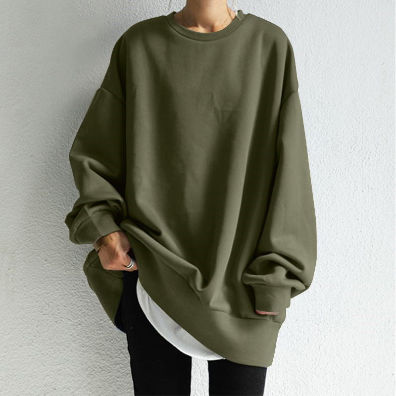 Women's Cozy Round Neck Loose Pullover Sweater
