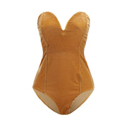 Gold velvet sexy tube top opensuit