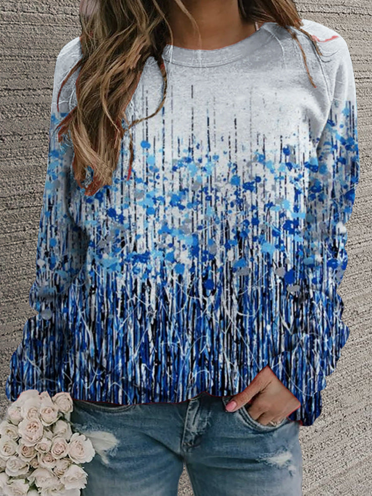 Women's Retro Floral Round Neck Casual Sweater