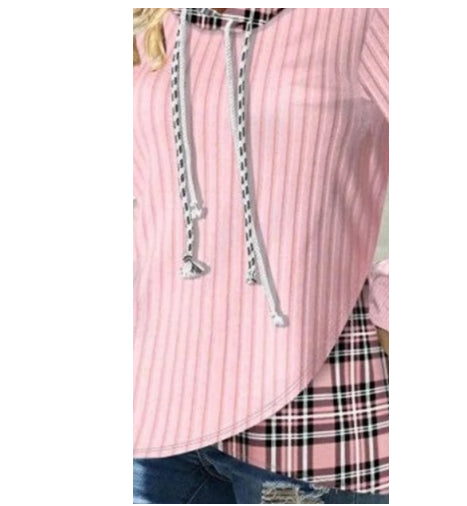 Colorblock Jacquard Hooded Knit Sweater