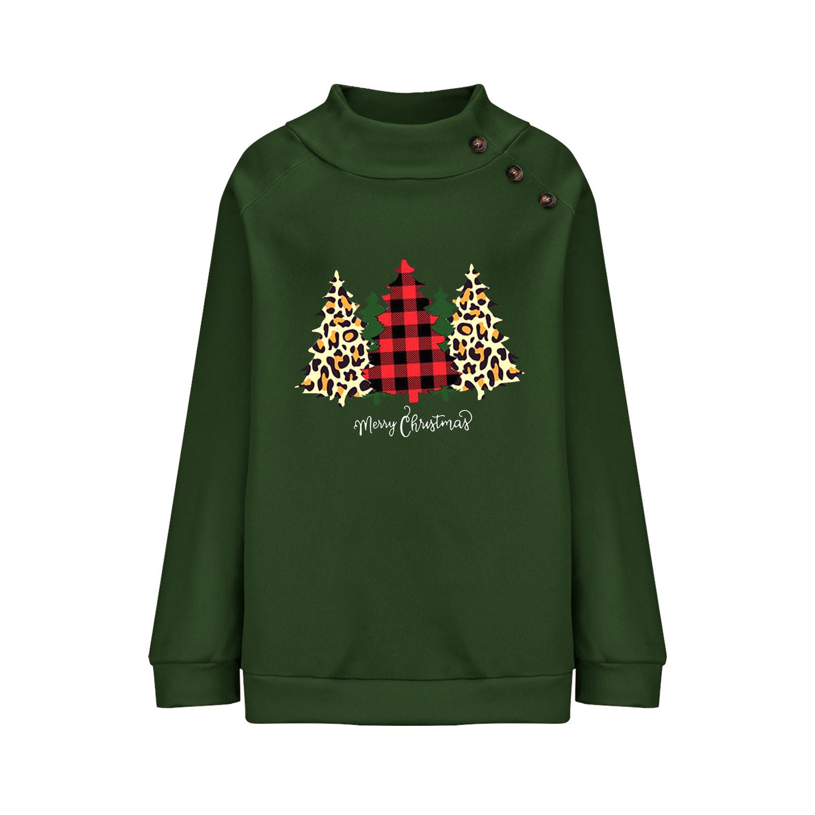 Women's Festive Button Christmas Long Sleeve Sweatshirt