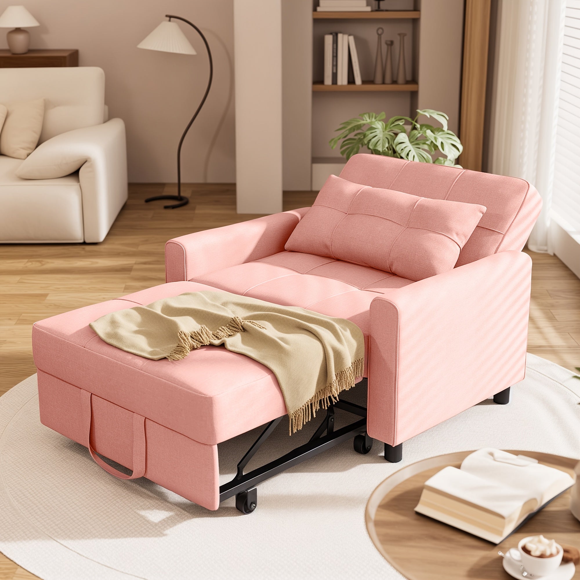 3‑in‑1 Convertible Sofa Chair with Pull‑Out Bed and Pillows – Modern Loveseat Design
