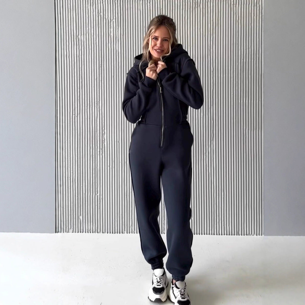 Women's Sporty Casual Long Sleeve Hooded Jumpsuit