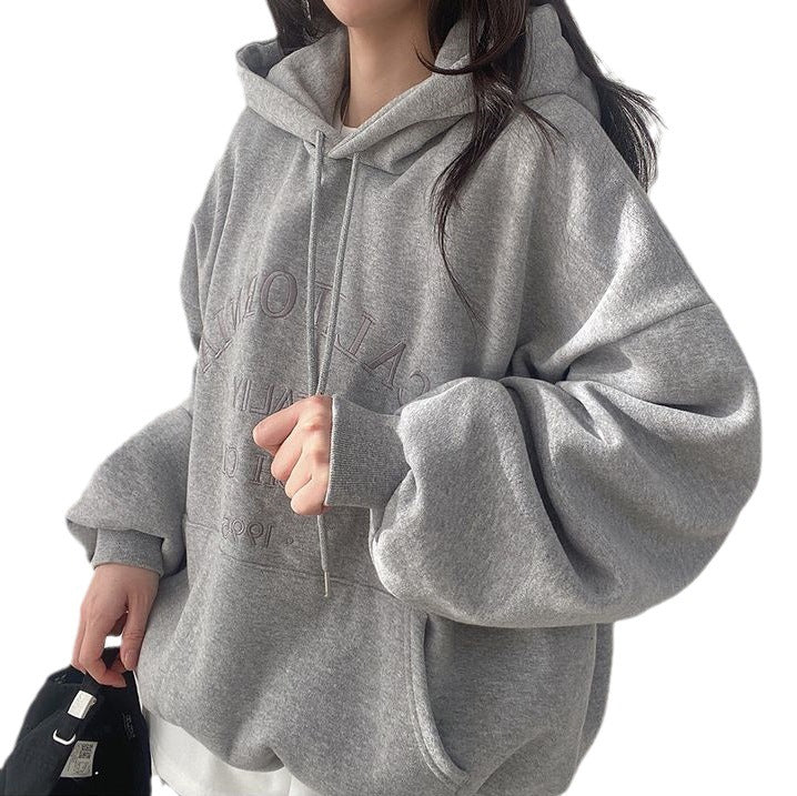 Women's Oversized Casual Embroidered Pullover Sweatshirt