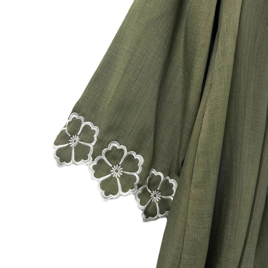 Solid Color Long Sleeve Loose Islamic Flower Embroidered Cardigan