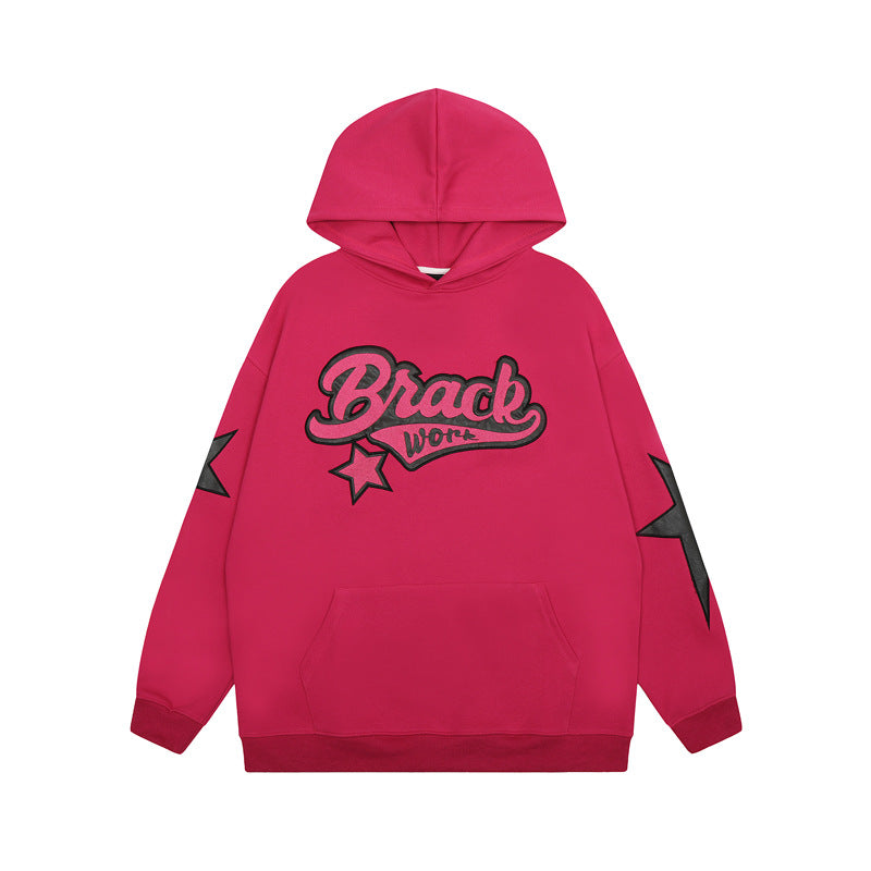Alphabet Embroidery Cozy Hooded Sweatshirt