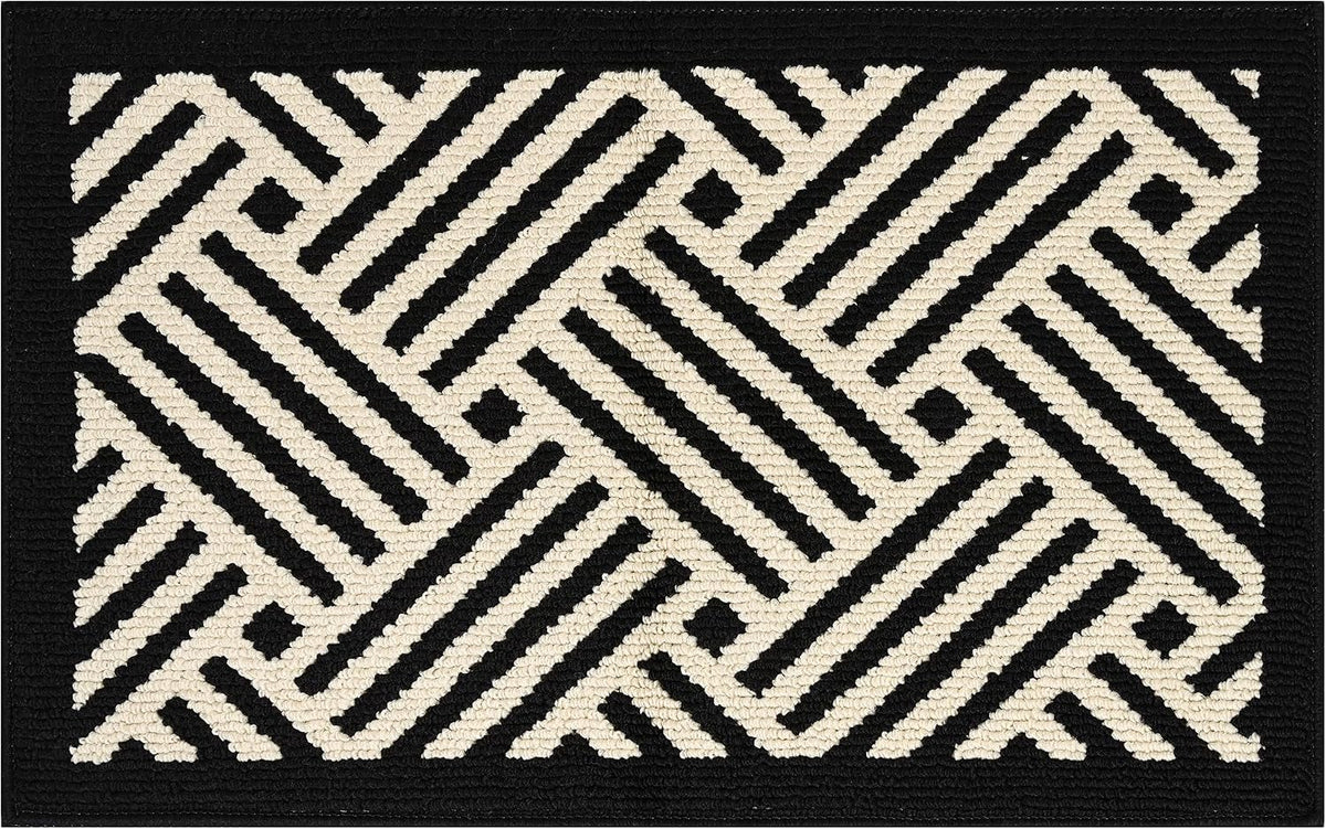 Black Wave Indoor Door Mat 20x32 Inch, Entrance Floor Mat for Front Door, Entryway, Hallway and Home