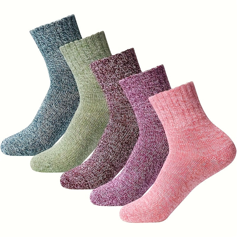 10 Pairs Thickened Soft Warm Women's Winter Knitted Casual Socks for Mountaineering, Skiing, and Christmas Gift Outdoor Socks