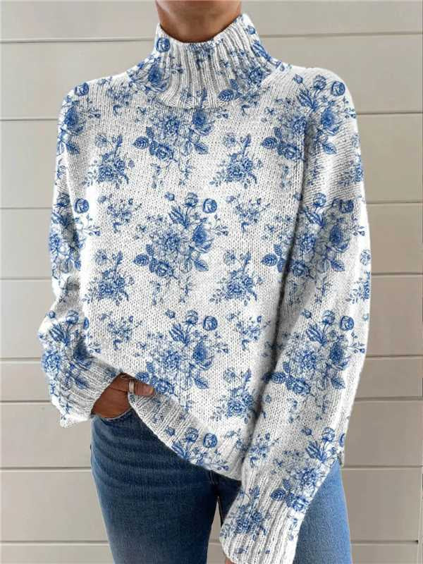 Women's Christmas Printed Turtleneck Sweater
