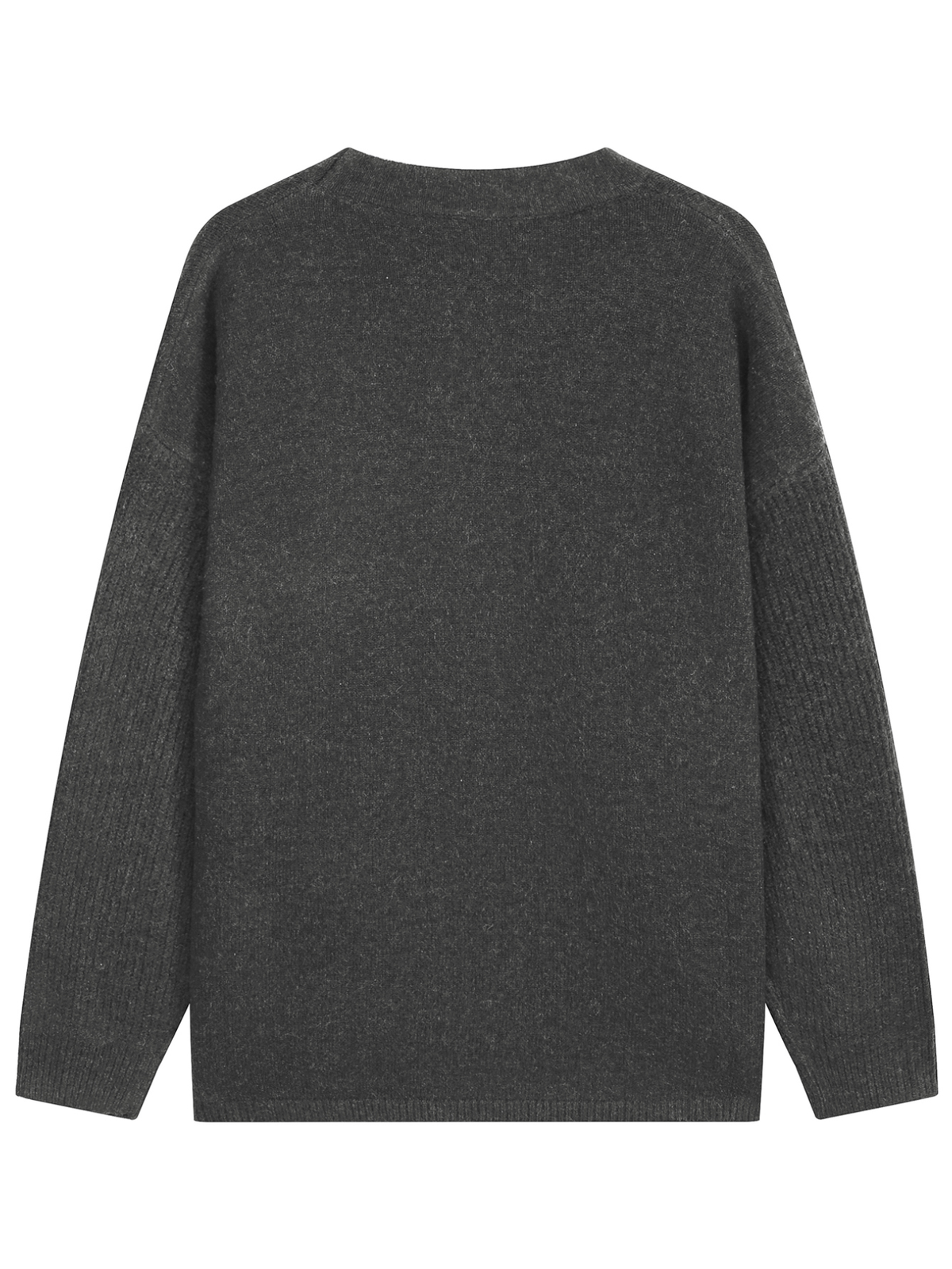 Ladies Irregular Wrap Front Two Buttons Drop Shoulder Knit Coat with Side Pockets