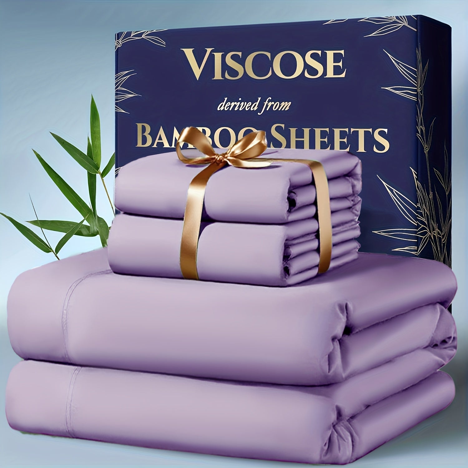 Bamboo Cooling Bedding Set – 4 Pieces (Pillowcase, Flat Sheet, Fitted Sheet) with Extra Deep Pocket, Breathable, Queen & King