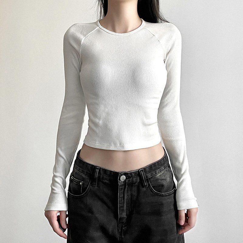 Women's Long-Sleeve Slim-Fit Graphic Print Top