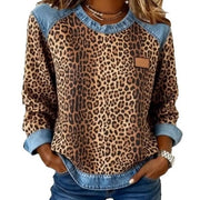 Retro Crew-Neck Sweatshirt for Women - Cozy Long-Sleeve Top