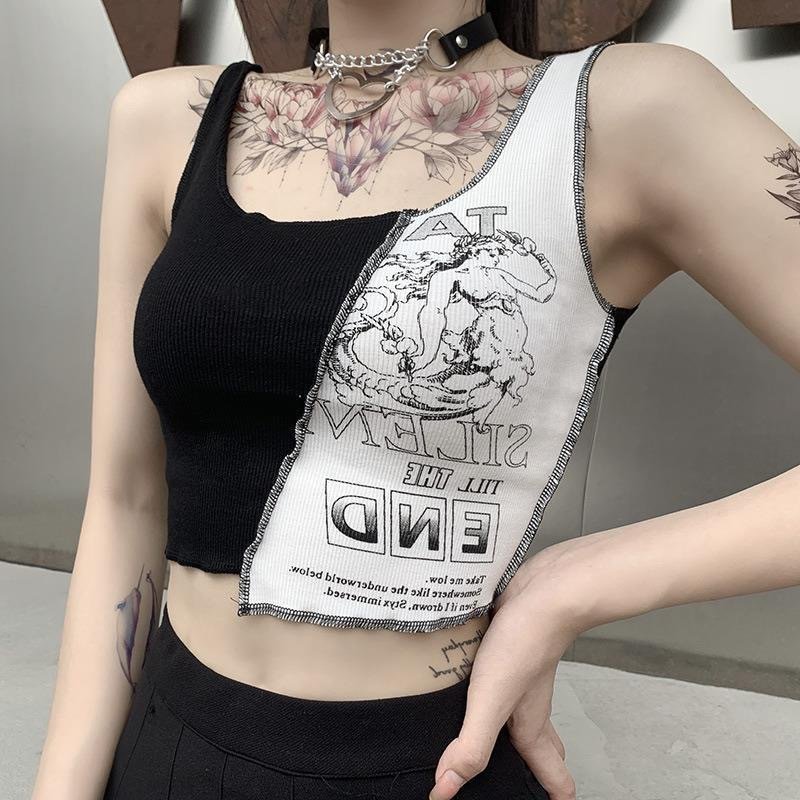 Women's Patchwork Tank Top - Street Style Chic