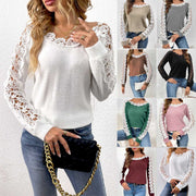 Off-the-Shoulder Lace Panel Sweet Knit Sweater