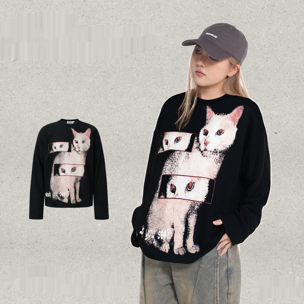 Cozy Dancing Cat Hoodie - Relaxed Fit Casual Wear