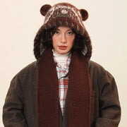Warm Bear Ear Knit Hat for Women