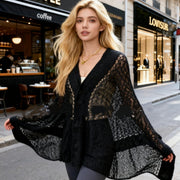 Warm Patchwork Cardigan Shawl Jacket for Women