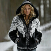 Retro Zip-Up Hoodie for Women - 3D Digital Print
