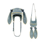 Summer Distressed Denim Cap with Rabbit Ear Fringe