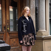 Cozy Navy Blue V-Neck Long Sleeve Sweater for Women