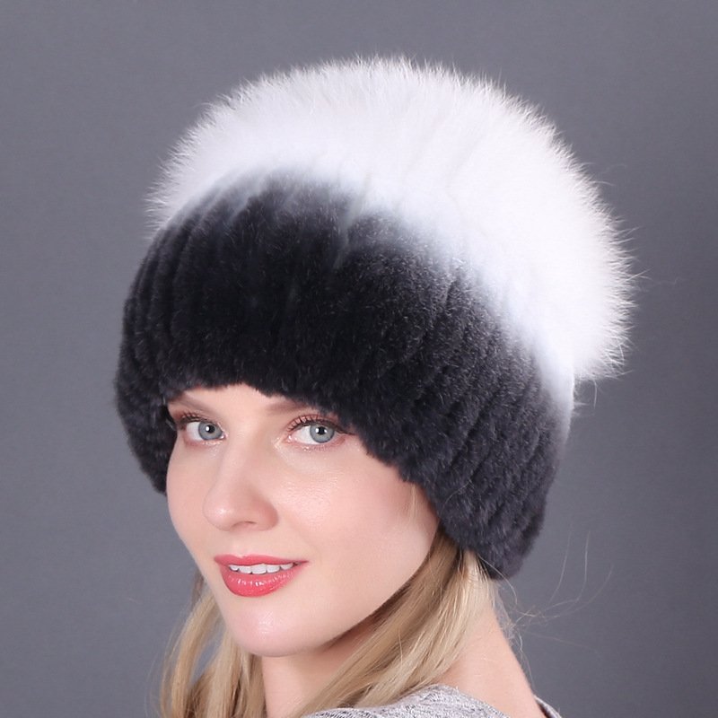 Warm Rex Rabbit Fur Winter Hat for Women