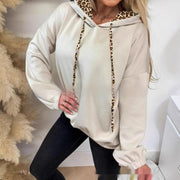 Leopard Print Hooded Sweatshirt - Women's Casual Wear
