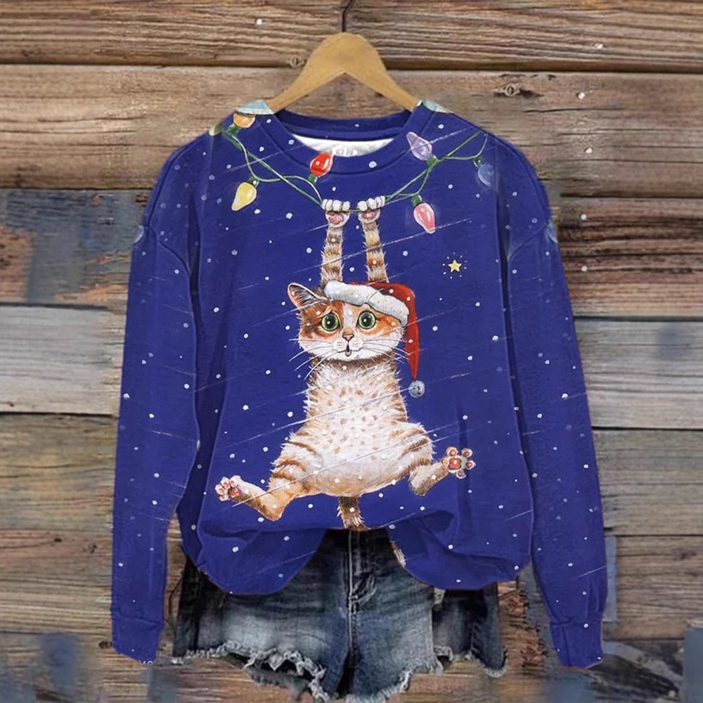Cozy Christmas Crew-Neck Sweatshirt for Women