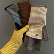 Colorblock Knitted Wool Gloves - Versatile & Stylish