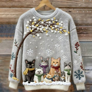 Cozy Cat Christmas Sweatshirt for Women