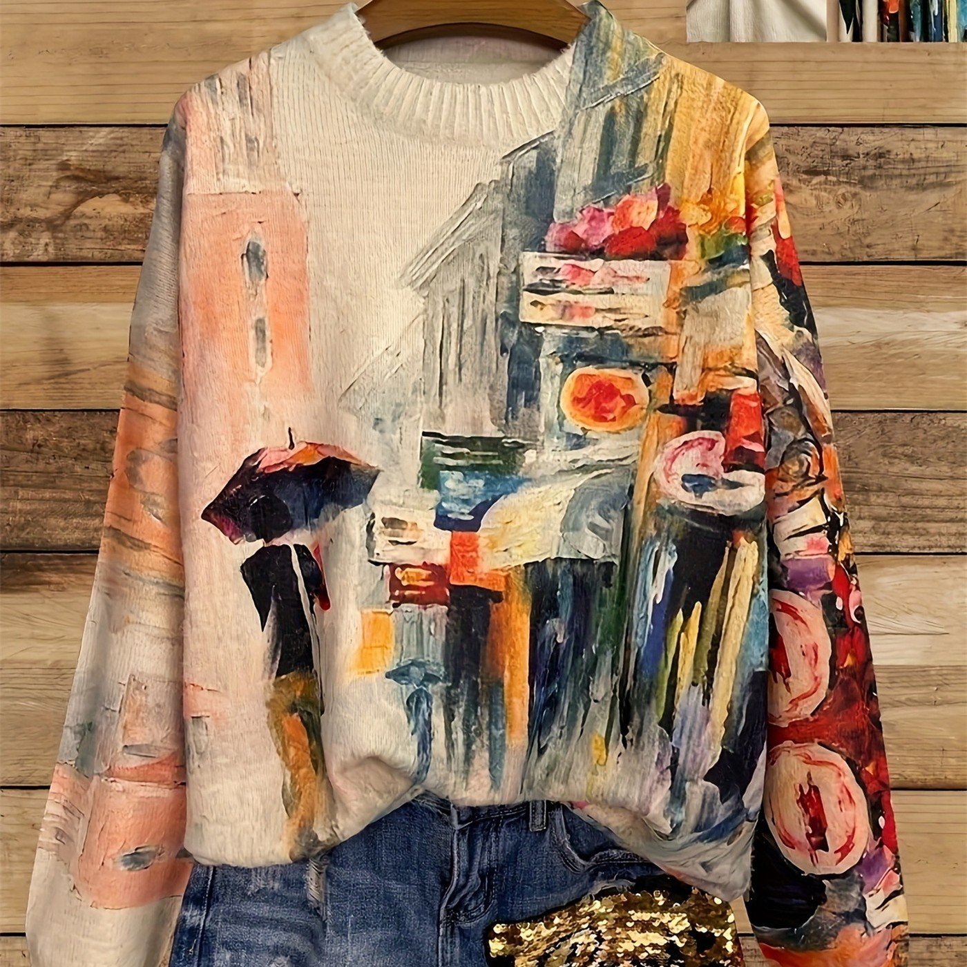 Custom Photo Print Digital Long-Sleeve Top for Women