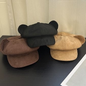 Cozy Bear Ears Octagonal Hat for Women