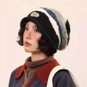 Vintage Striped Knit Beanie for Women