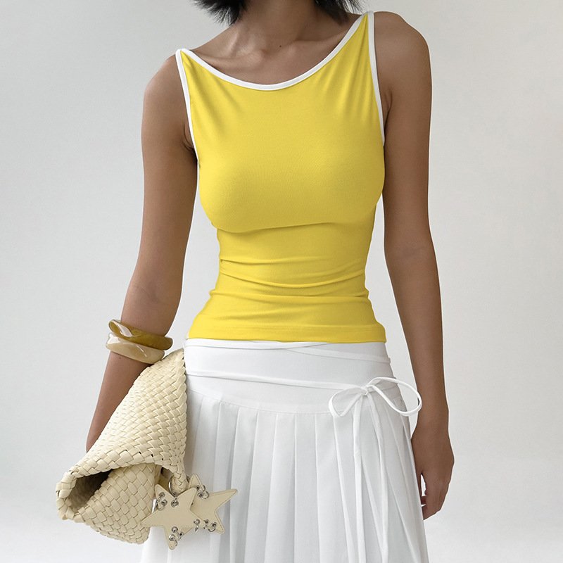 Yellow White Cropped Camisole Top