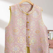 Elegant Chinese-Style Waistcoat with Peony Blossom Design