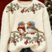 Retro 3D Crew Neck Sweatshirt for Women