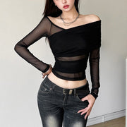 Sexy Open-Back Slim-Fit Long-Sleeve Top