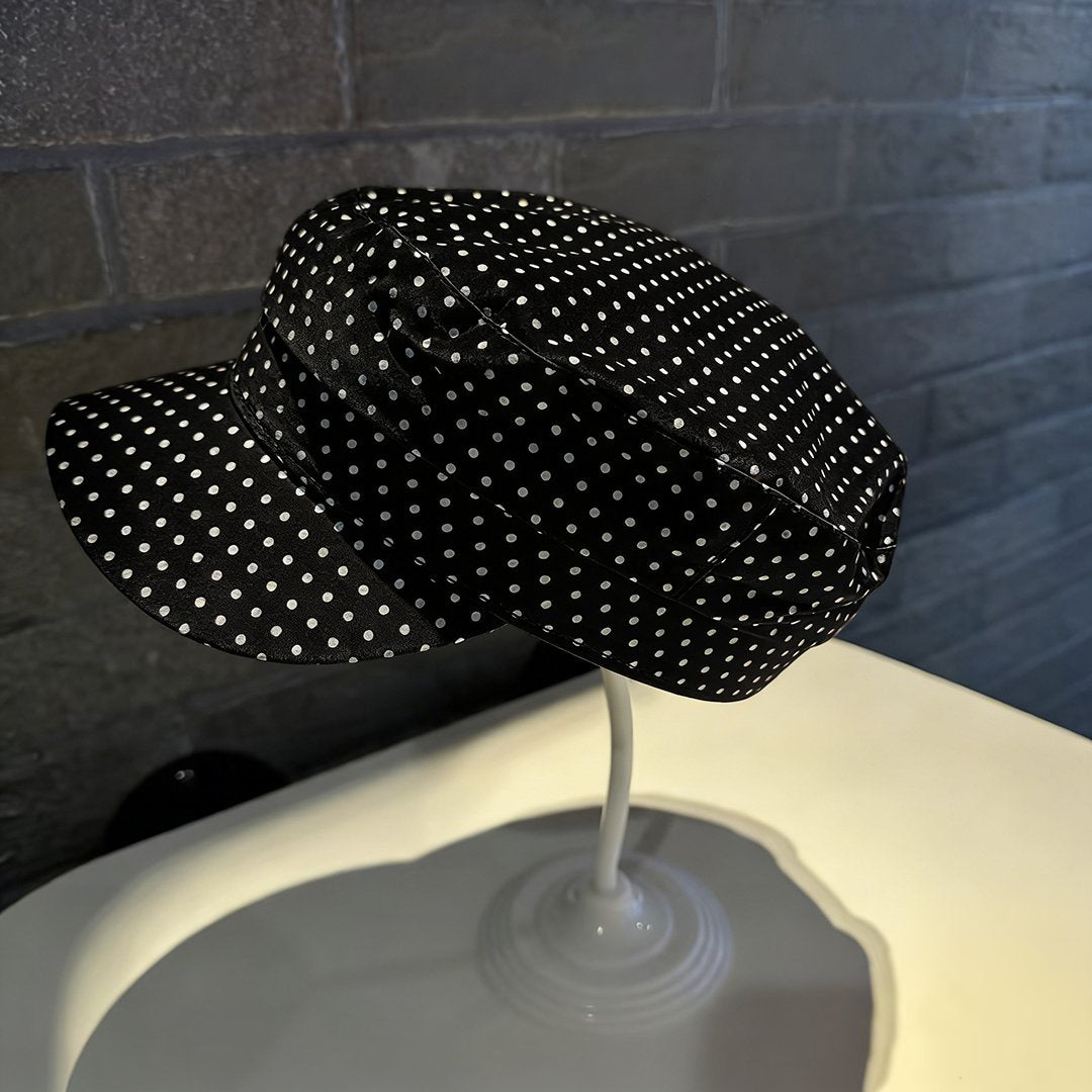 Sun Protection Baseball Cap with Dot Pattern Bow Tie Strap