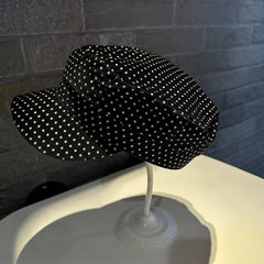 Sun Protection Baseball Cap with Dot Pattern Bow Tie Strap