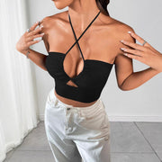 Cropped Strap Tank Top for Women - Black