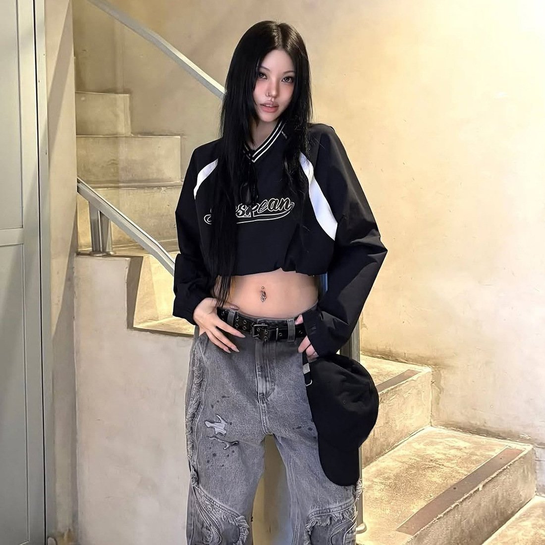 Trendy Letter Print Long-Sleeve Streetwear Top