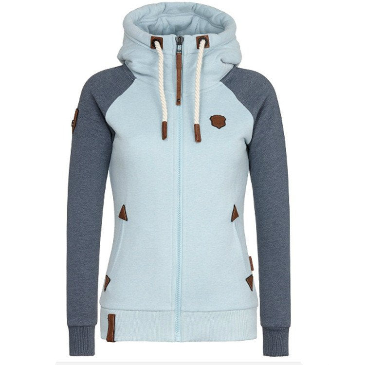Personalized Leather Patch Contrast Hoodie for Women - Authentic Quality